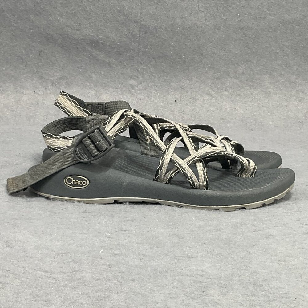 Chaco Z/ Volv X2 Woman's 10 Wide Black Gray Strappy Sandals‎ Toe Loop